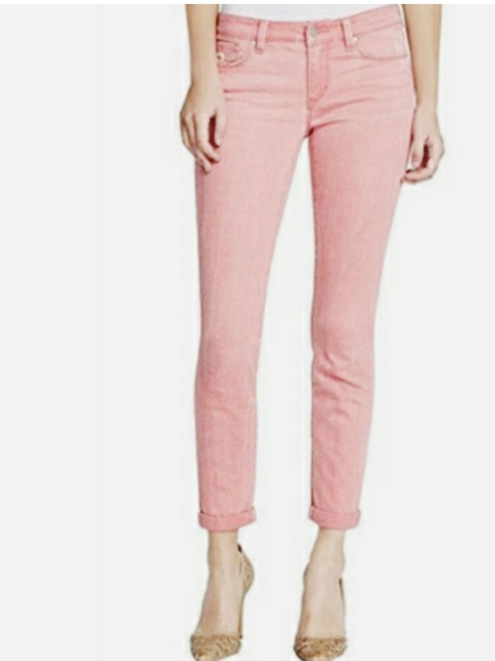 Jessica Simpson Rolled Crop Skinny Pink Mid Rise Stretch Denim Jeans 8/29